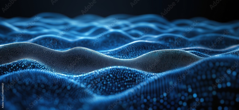 Poster digital waves of light and data representing abstract technology and connectivity, copy space for te