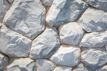 Natural Stone Wall Texture with Irregular Gray and White Stones