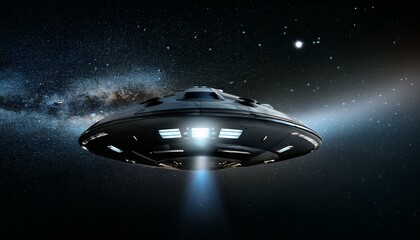 A spaceship sailing through deep, dark space