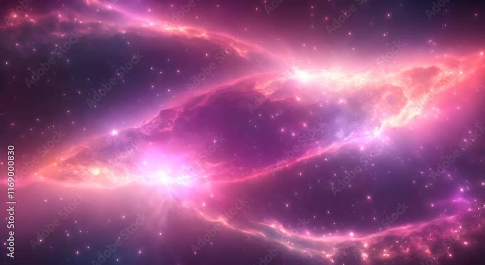 Poster space nebula video with rotating dynamic zoom effect and particles animation 4k