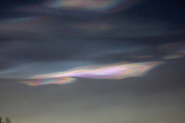 Polar stratospheric cloud, also known as nacreous clouds from nacre, or mother of pearl, due to its...