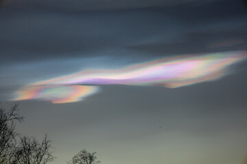 Polar stratospheric cloud, also known as nacreous clouds from nacre, or mother of pearl, due to its...