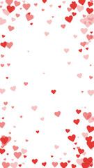 Red hearts scattered on white background.