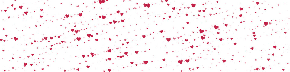 Red hearts scattered on white background.