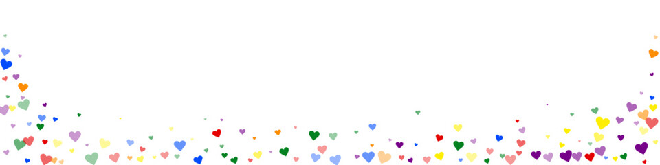 Rainbow colored scattered hearts. LGBT valentine