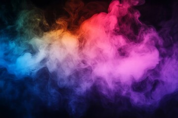 Colorful smoke clouds on black background.