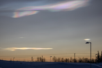 Polar stratospheric cloud, also known as nacreous clouds from nacre, or mother of pearl, due to its...