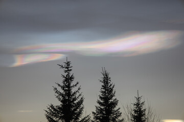 Polar stratospheric cloud, also known as nacreous clouds from nacre, or mother of pearl, due to its...