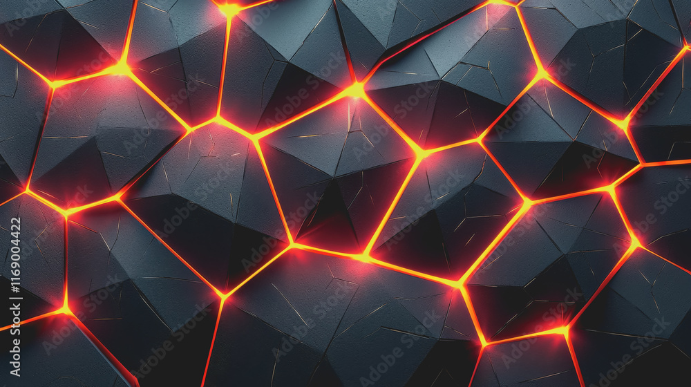 Poster vibrant display of red and yellow lights against a dark background creating a dramatic and enigmatic