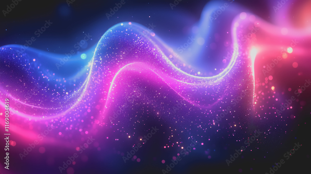Poster ethereal abstract background with glowing particles and shimmering lights creating a dreamlike atmos