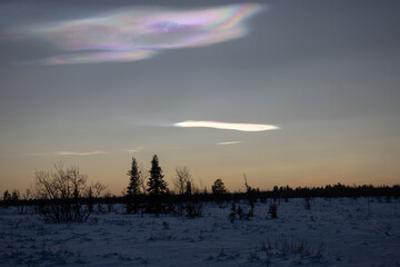 Polar stratospheric cloud, also known as nacreous clouds from nacre, or mother of pearl, due to its...