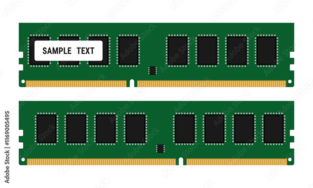 Wall mural random access memory (ram) module set. flat style vector illustation isolated on white