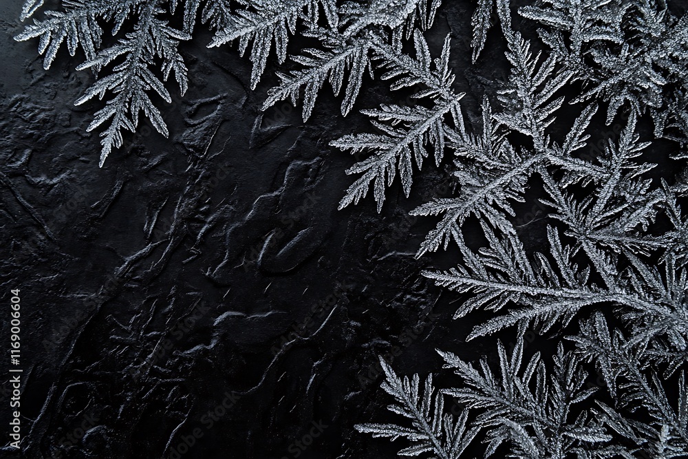 Aufkleber delicate frost patterns on dark background. (1)