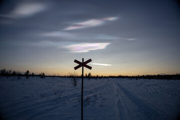 Polar stratospheric cloud, also known as nacreous clouds from nacre, or mother of pearl, due to its iridescence .