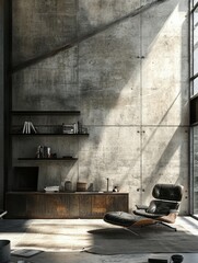 Modern Industrial Living Room Design With Leather Chair