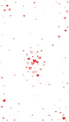 Red hearts scattered on white background.