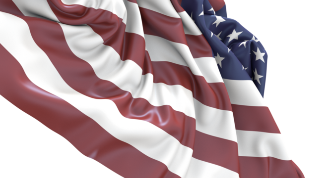 Waving American Flag Isolated on White