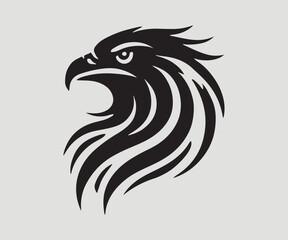 silhouette of a eagle's head in black and white