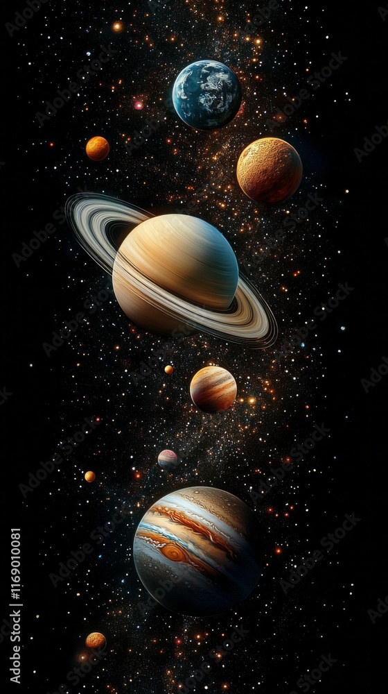 Canvas Prints cosmic journey through the solar system with planets and stars in a breathtaking display