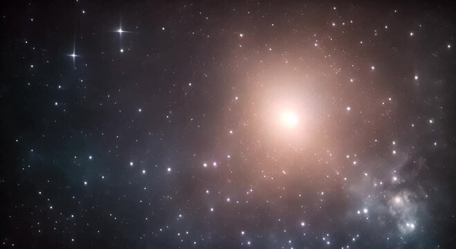 Galactic Journey a close-up of a star field, then slowly zoom out to reveal a spiral galaxy rotating majestically in the cosmos