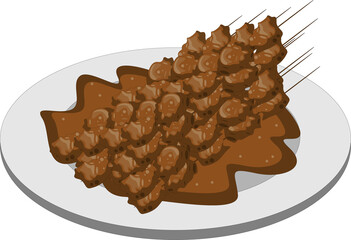 Satay Indonesian Food Illustration
