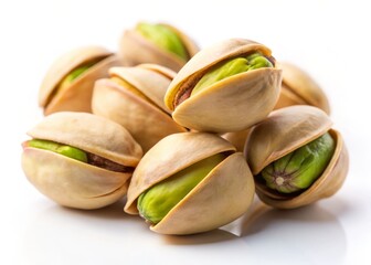Minimalist Still Life: Pistachios in Shell, Isolated on White