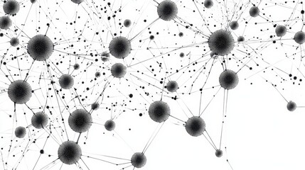 Abstract Neural Network Connection, Black and White Design