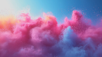 Fototapeta premium Playful Powder Chaos Colorful Cloud Background Vibrant Colors Creative Photography Abstract Art Dynamic Composition Whimsical Style Imagination Fun Mood Bright Atmosphere