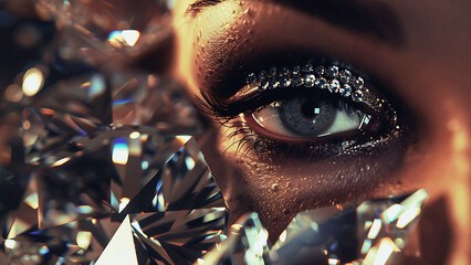 person with eye and diamonds
