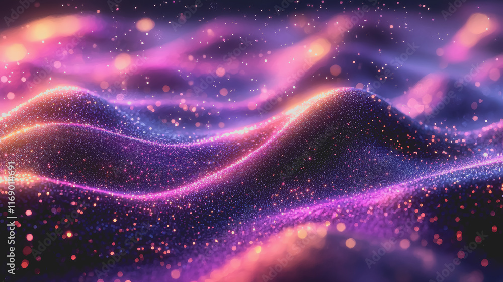 Poster enchanting abstract background filled with glowing particles and dazzling stars creating a dreamlike