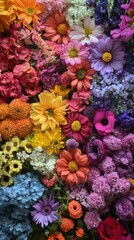 Colorful floral arrangement featuring a variety of flowers in bright hues during springtime