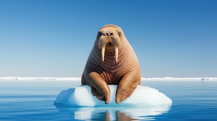 Fototapeta premium Majestic Walrus on Iceberg in Ocean