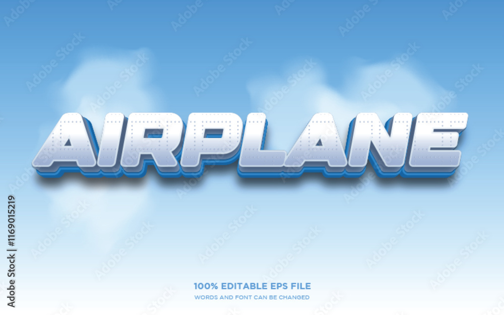 Poster airplane 3d editable text style effect