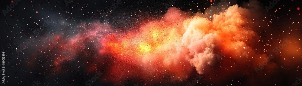 Poster exploring cosmic phenomena outer space digital art nebula celestial environment abstract viewpoint