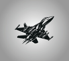 Fighter jet logo design. Fighters and bombers. War plane. Military aircrafts silhouette logo vector