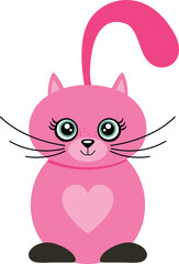 Cute pink cat with heart