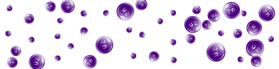 Zinc round capsules scattered randomly.