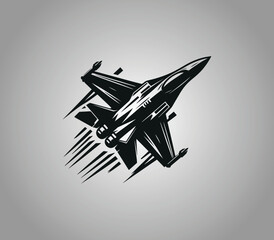 Fighter jet logo design. Fighters and bombers. War plane. Military aircrafts silhouette logo vector