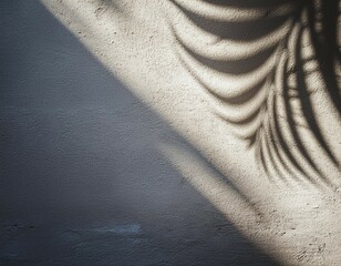 shadow of palm leaves on a concrete wall abstract background for design