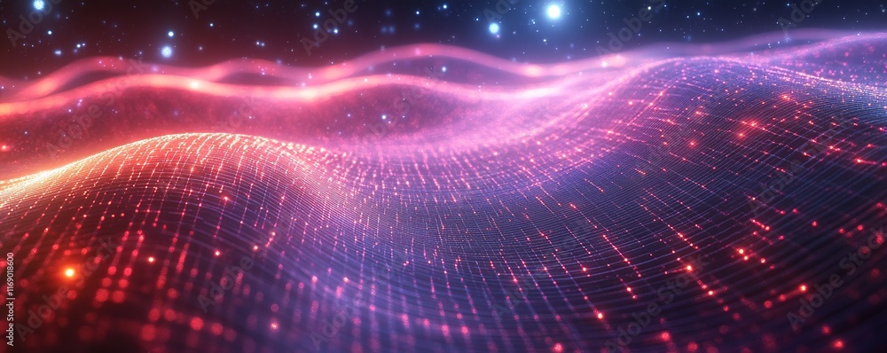 Poster dynamic wave patterns digital art abstract design futuristic environment vibrant viewpoint conceptua