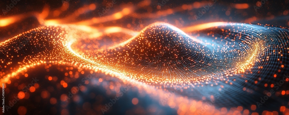 Poster dynamic light waves abstract visual art digital realm close-up energy flow visualization