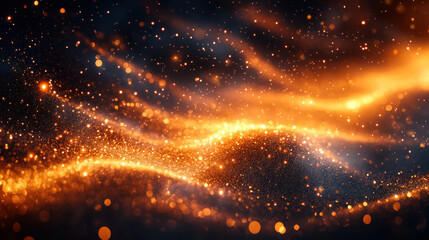 Fototapeta premium A holiday background featuring golden glitter trails and soft twinkling lights