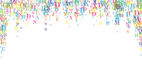Falling letters of English language. Colorful