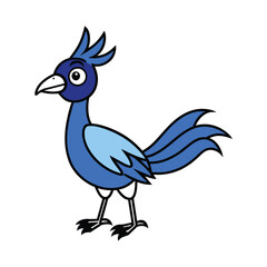 Fototapeta premium Blue birds of paradise remarkable and extravagant vector silhouette illustration. 