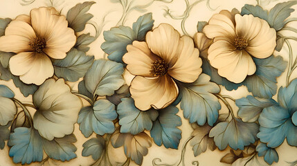 Vintage Floral Wallpaper with Intricate Overlapping Design