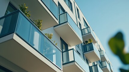 Obraz premium Modern Apartment Building with Glass Balconies