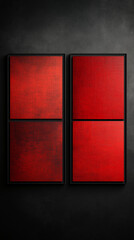 Fototapeta premium Dark red and black paper sheets in boxes on dark background