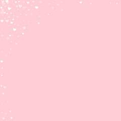 White hearts scattered on pink background.