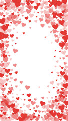 Red hearts scattered on white background.