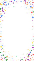 Rainbow colored scattered hearts. LGBT valentine